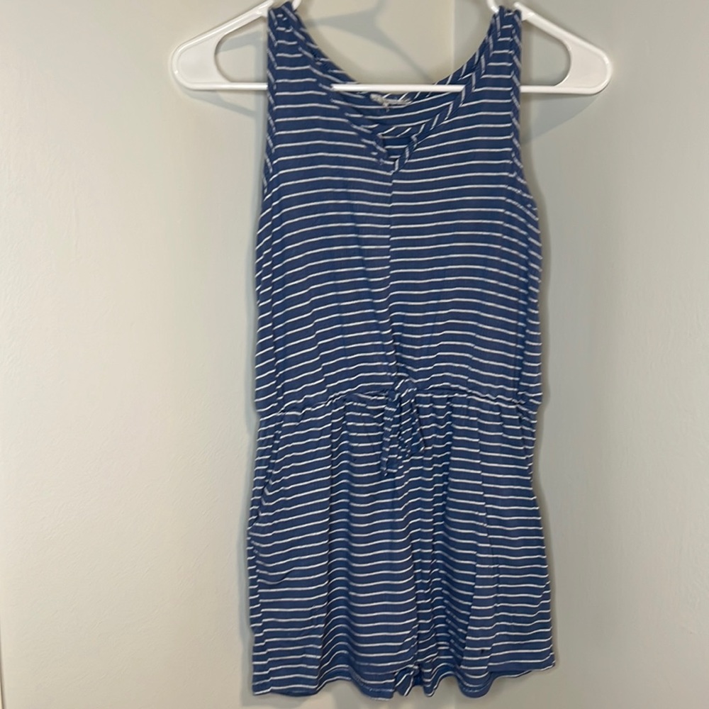 Kids blue and white striped romper